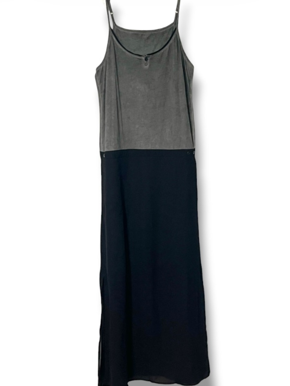 Ruff Hewn Color block drop waist lightweight side slits flowy maxi dress, pocket